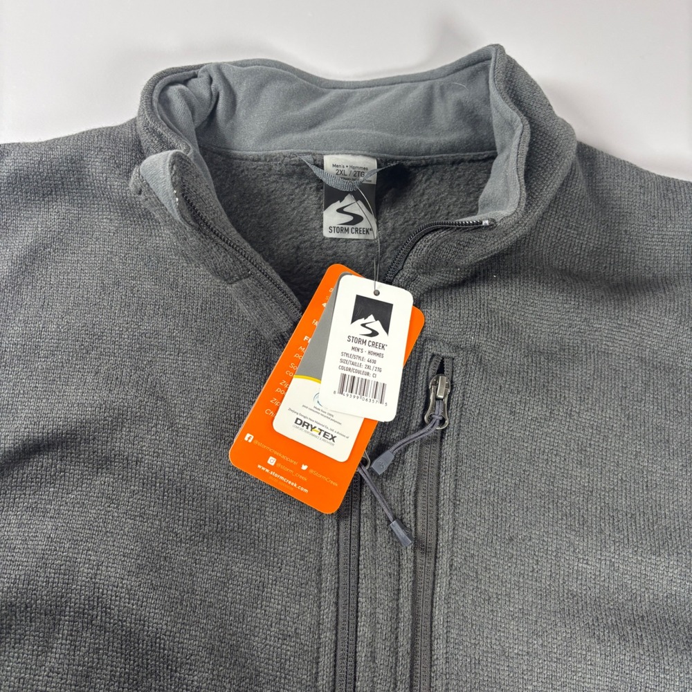 Storm Creek Sweater Fleece Vest Mens 2XL Gray Full Zip Outdoor NWT Style 4630